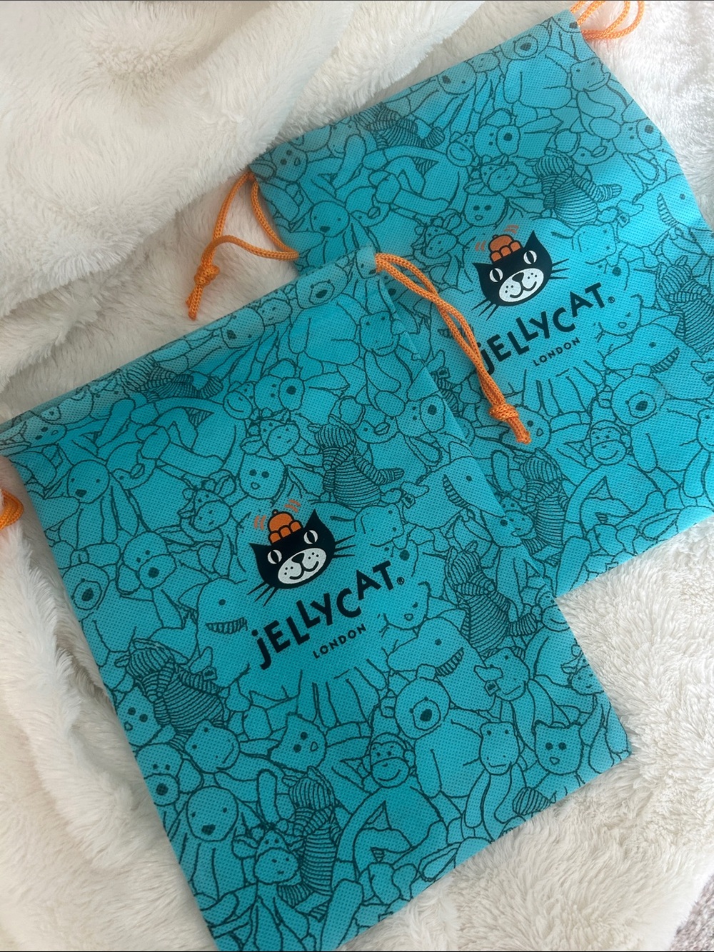 Jellycat Turquoise Drawstring Dust Bag Pouches 7.5 x 10.5”